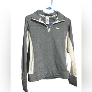 PINK Victoria's Secret Ultimate
1/4 Zip Pullover Gray White Small